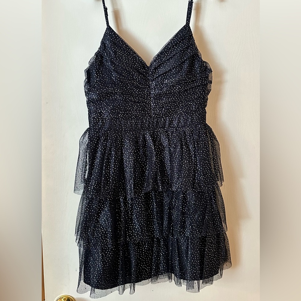Macy's Navy and White Tiered Mini Dress